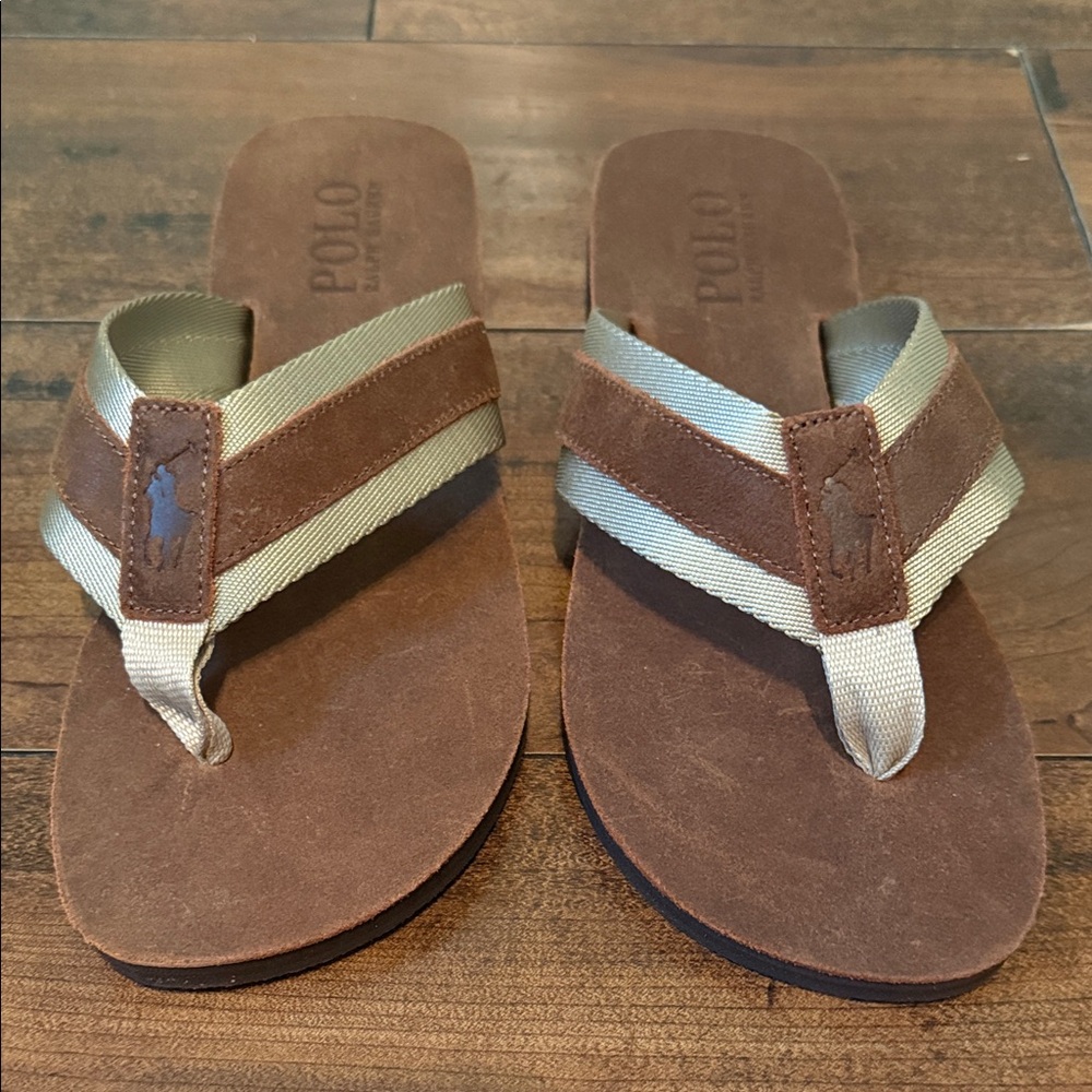 Polo Ralph Lauren Men’s Brown and Tan Suede Sandals. Size 7. Never Worn.